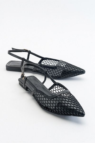 LuviShoes Brace Black Skin Damensandalen