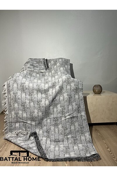 Battal Home Collections Lüks Pamuklu Koltuk-çekyat Örtüsü Gri Rengi 170x220 Ç...