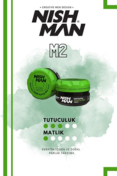 NISHMAN M2 Saç Şekillendirici Keratin Doğal Parlak Kil Wax