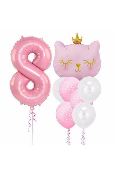 Mini Parti مجموعة بالونات وردية لطيفة على شكل قطة من Mini Party Store