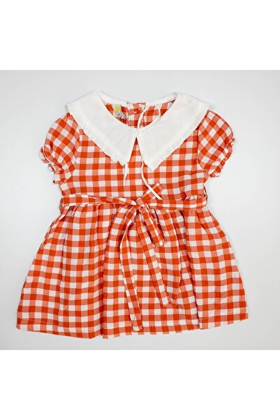 Via Girls Collared Front Belt Tie Plaid Dress