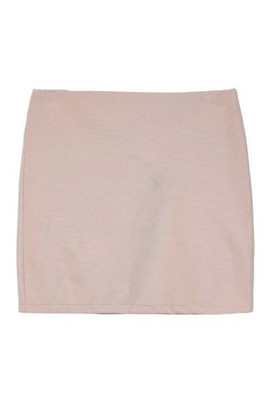 Quzu Beige Short Pencil Skirt