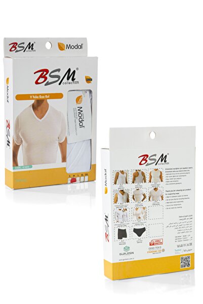 BSM Men's V-Neck Modal Cotton White Body T-shirt