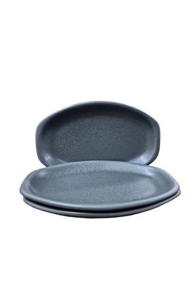 Matar Endüstriyel Mutfak Ekipmanları Porcelain Smoked Color 18 Cm Boat Plate Breakfast, Snack Bowl 3 Pieces