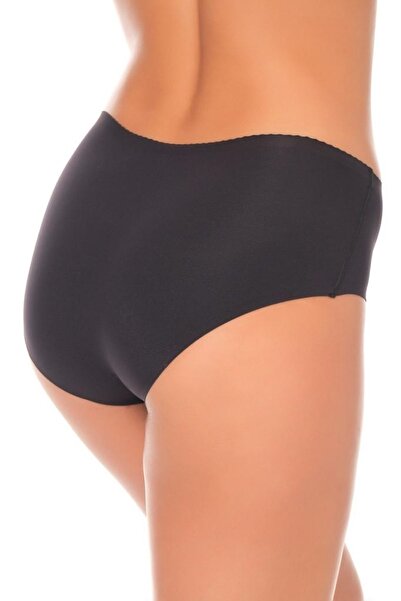 Missvera Kadın Siyah Yüksek Bel Silikonlu Lazer Kesim Külot 201