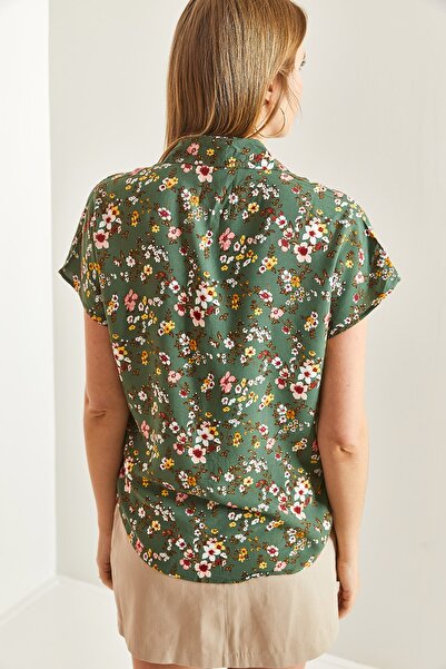 Bianco Lucci Women's Short Sleeve Patterned Viscose Shirt