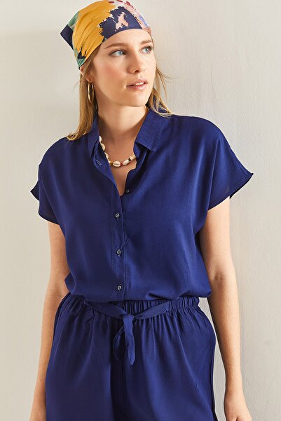 Bianco Lucci Női rövid ujjú alap viszkóz ing