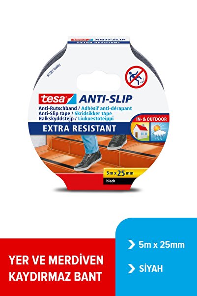Tesa Kaydırmaz Bant, Merdiven Için, Siyah, 5m X 25mm