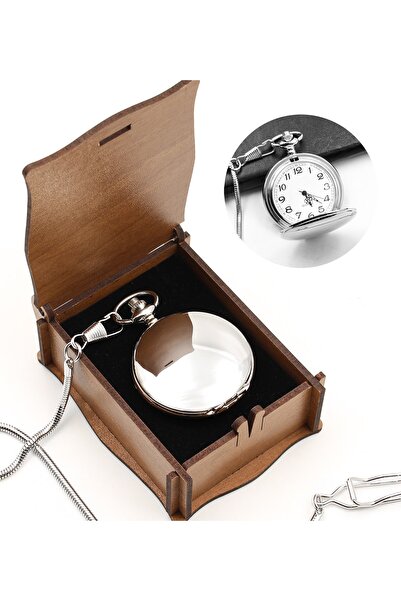 vegahediye v vega Ahşap Kutusunda Nostaljik Retro Zincirli Köstekli Cep Saati...