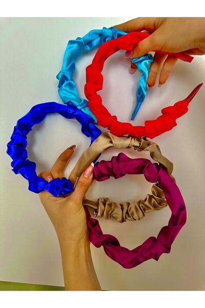 alsaccessories Set de 4 coroane din satin mov, albastru, portocaliu, bej