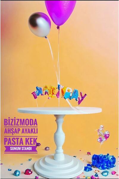bizizmoda Ahşap Katlı Ayaklı Doğum Günü Sunum Servis Pasta Kek Standı Lüks Su...