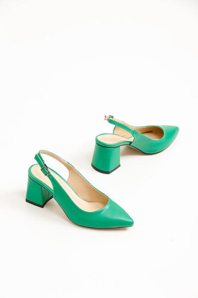 marinarosse حذاء Louisa Grass Green Skin نسائي مفتوح من الخلف بكعب كلاسيكي