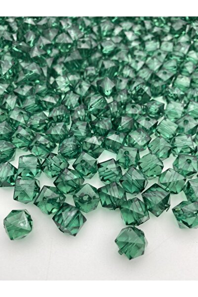 Hedef Bijuteri 100 جرام 14 ملم مكعب اللون الأخضر الزمردي، خرز أكريليك نموذج م...
