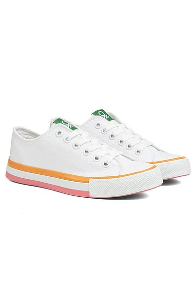 Benetton ® |   Bn-90176-2 - 3374 Alb Portocaliu - Pantofi sport dama