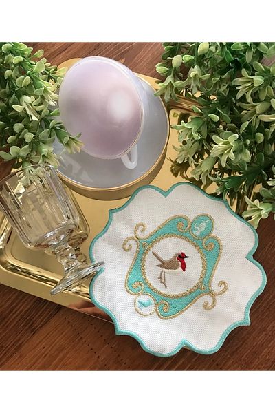 Soft Colours قطعتان من منديل تقديم الكوكتيل المزخرف المطرز والمزخرف من Pip Studio