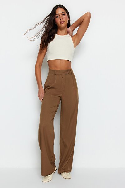 Trendyol Collection Pants - Brown - Wide leg