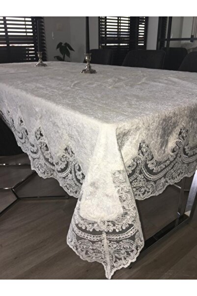 Home Gül Kadife Şık Masa Örtüsü Büyük Boy