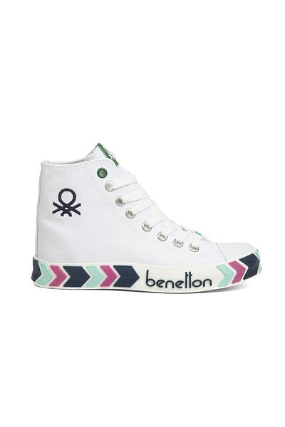 Benetton ® |   Bn-30621-3374 White Navy Blue - Γυναικεία αθλητικά παπούτσια