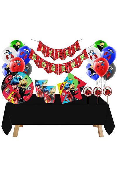 Partimarka Miracle Ladybug Themed Party Set for 24 People