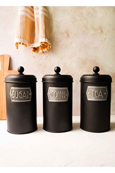 The Mia Çay Şeker Kahve Kavanozu 1,60 lt Siyah