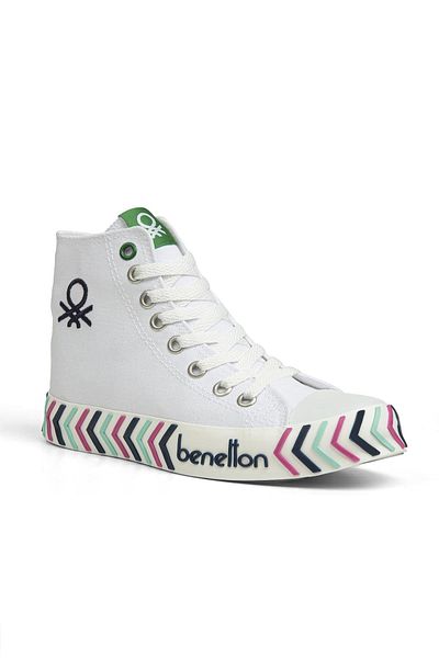 Benetton ® |   Bn-30625-3374 Alb Bleumarin - Pantofi sport pentru damă