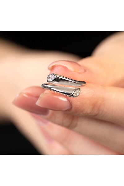 Tesbihane Beyaz Zirkon Taşlı Cats Eye Detaylı Silver Renk Free Size 925 Ayar ...