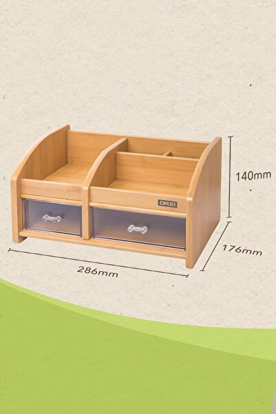 Daxi Multi-Purpose Makeup and Cosmetics Organizer, Wooden Organizer with Bamboo Pattern