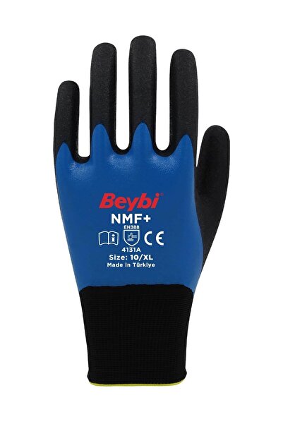 Beybi Nmf+ Mavi Tam Kaplı Mikro Köpük Nitril Kaplı Polyester Örgü Eldiven 8 B...