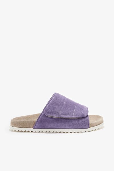 Louis Cardy Marvel Lilac Genuine Leather Women's Slippers