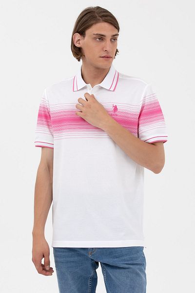 U.S. Polo Assn. Ανδρικό μπλουζάκι Polo Neck Regular Fit Pink 100% βαμβάκι 1574049