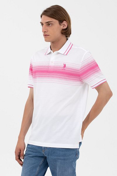 U.S. Polo Assn. Ανδρικό μπλουζάκι Polo Neck Regular Fit Pink 100% βαμβάκι 1574049