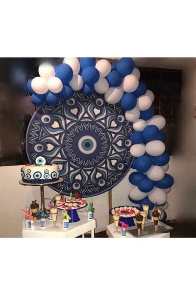 Deniz Party Store Dark Blue White Circumcision Ornament Balloon Chain Set 61 Pieces
