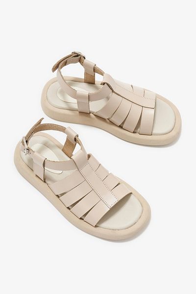 Louis Cardy Γυναικεία σανδάλια Dina Beige από γνήσιο δέρμα