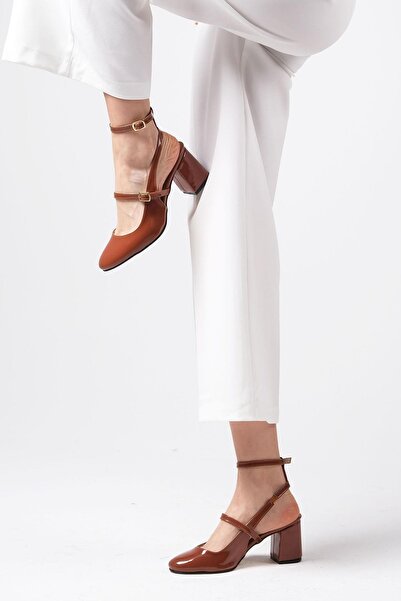 Mio Gusto Inessa Tan Color Open Back Women's Heeled Shoes