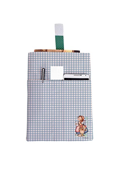 HRS Vintage Ekose Desenli Yıkanabilir Cepli Kitap Kılıfı 20 X 25 Cm Çok Amaçl...