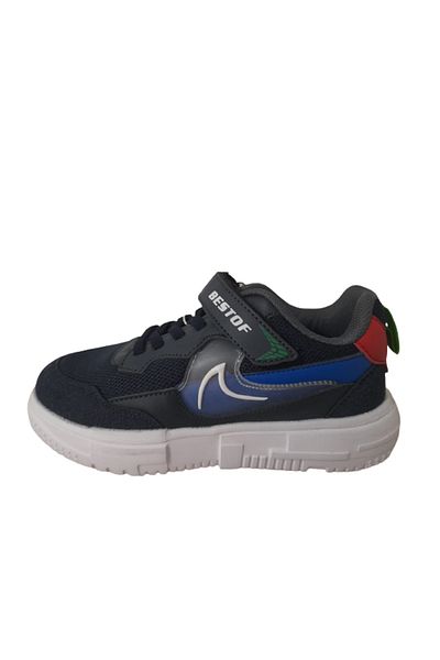 Best Of Bestof Navy Blue-white Velcro Kids Sneakers Best526322