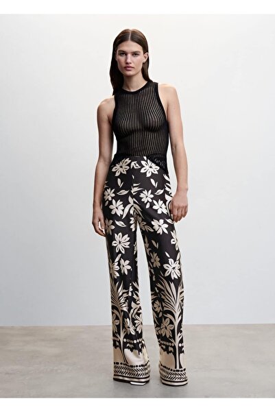 MANGO Woman Kadın Pantolon Çiçekli Palazzo Tasarım