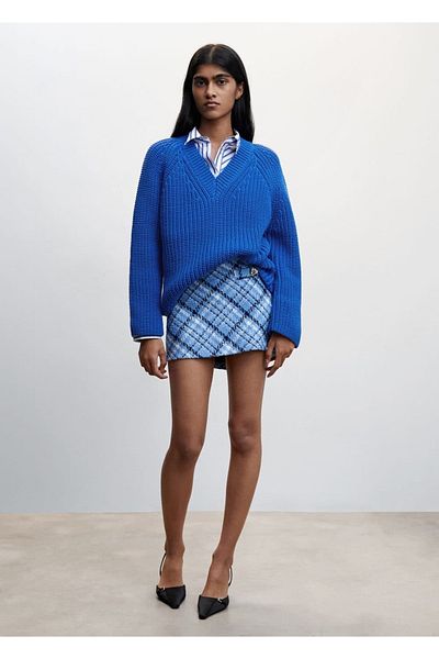 MANGO Woman V-Neck Thick Knitwear Sweater