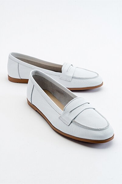 LuviShoes Balerina de damă cu piele albă F02