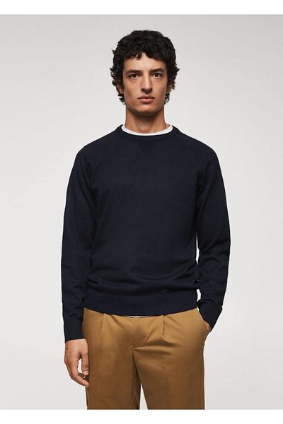 MANGO Man Dünner Strickpullover aus Baumwolle