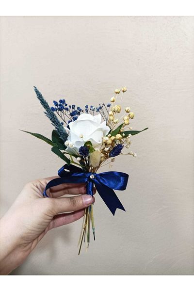 Destina Tasarım Δίσκος αρραβώνων Navy Blue Flower/Λευκό Τριαντάφυλλο Δίσκος Λουλούδι