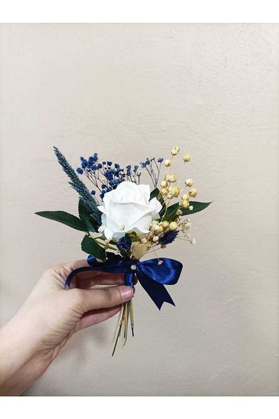 Destina Tasarım Δίσκος αρραβώνων Navy Blue Flower/Λευκό Τριαντάφυλλο Δίσκος Λουλούδι