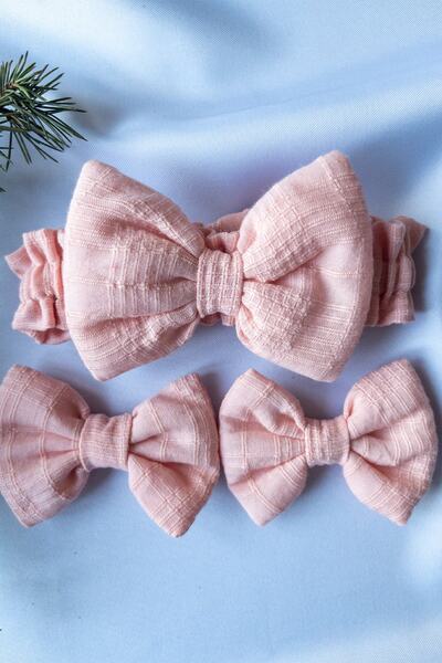 Luludy Kids Somon Fiyonk Saç Bandı Klips Kız Çocuk Toka Set