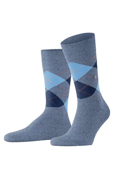 Burlington Herren Socken – König, Baumwolle, Rautenmuster, Logo-Emblem