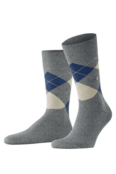 Burlington Herren Socken – König, Baumwolle, Rautenmuster, Logo-Emblem