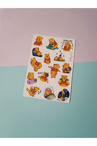 EyER Shoping Mickey Mause Donald Duck Winnie The Pooh Etiket Sticker Sarı