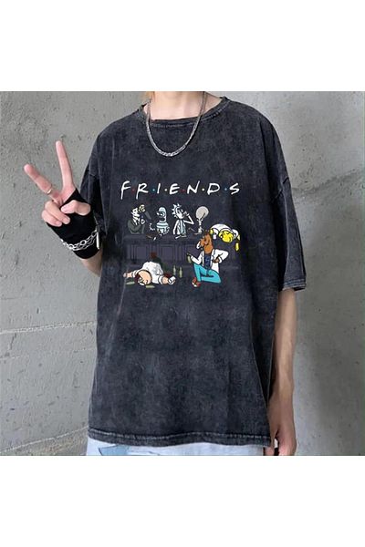 Touz Βίντατζ μπλουζάκι Unisex Oversize με στάμπα Friends που πλένονται