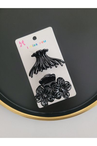 GÜLPEŞE Pachet de 2 catarame negre de dimensiuni mici