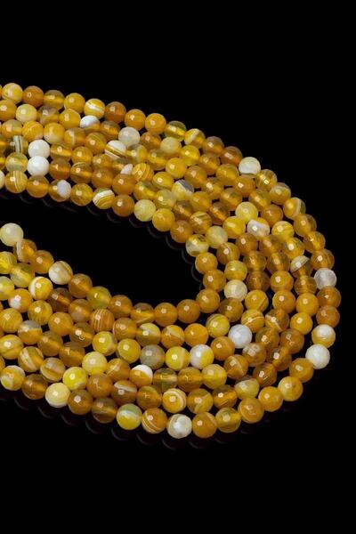 Dünya Doğal Taş Piatra de agat galben cu tăieturi facetate de 6 mm