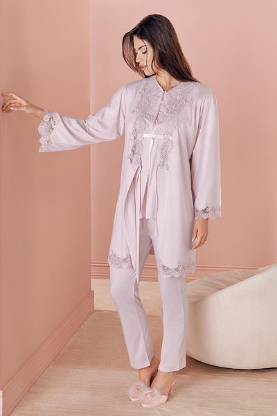 Espuar Women's 733 Combed Cotton 3-Piece Maternity Pajama Set
